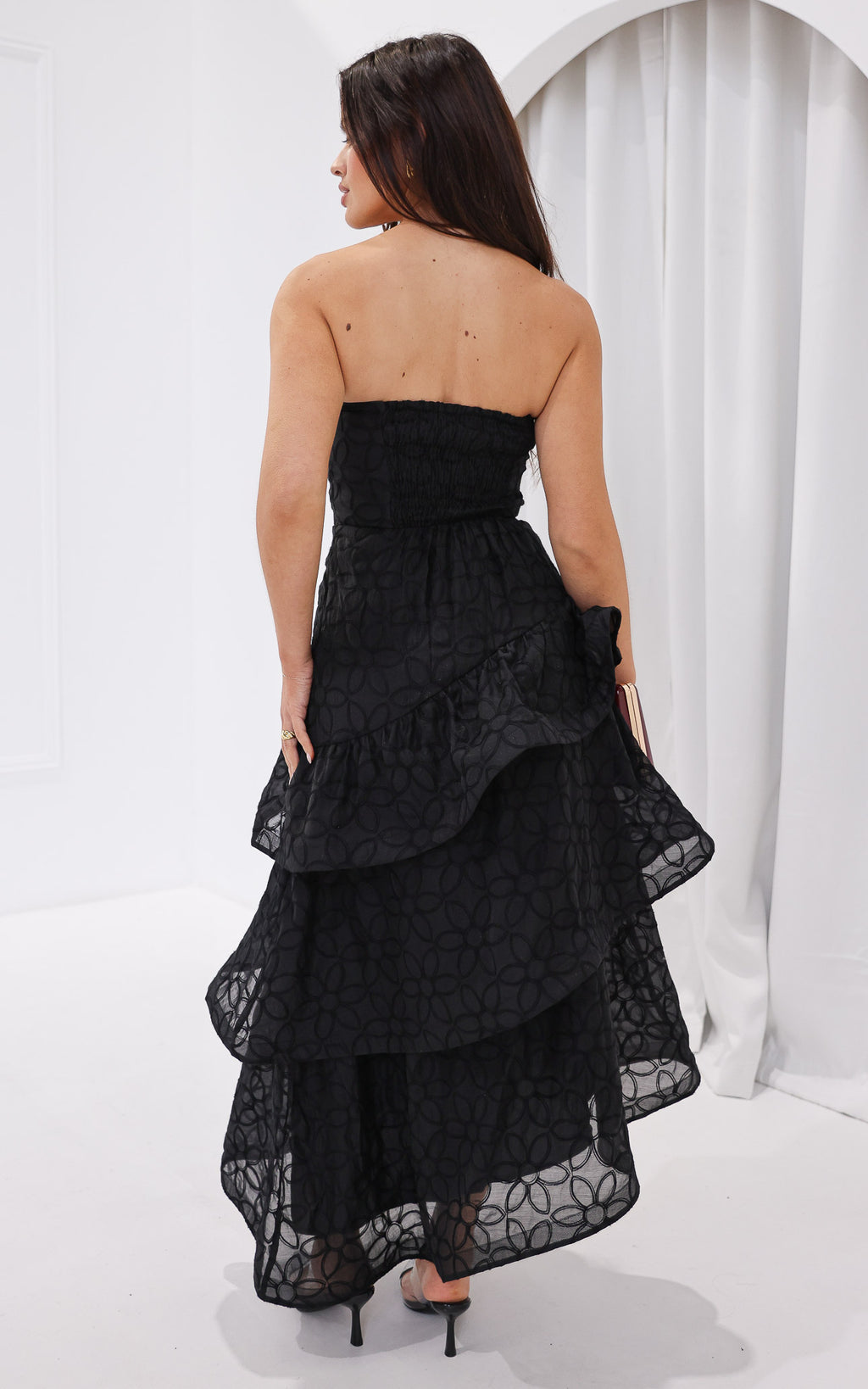 Bradshaw Maxi Dress - Black Floral Texture