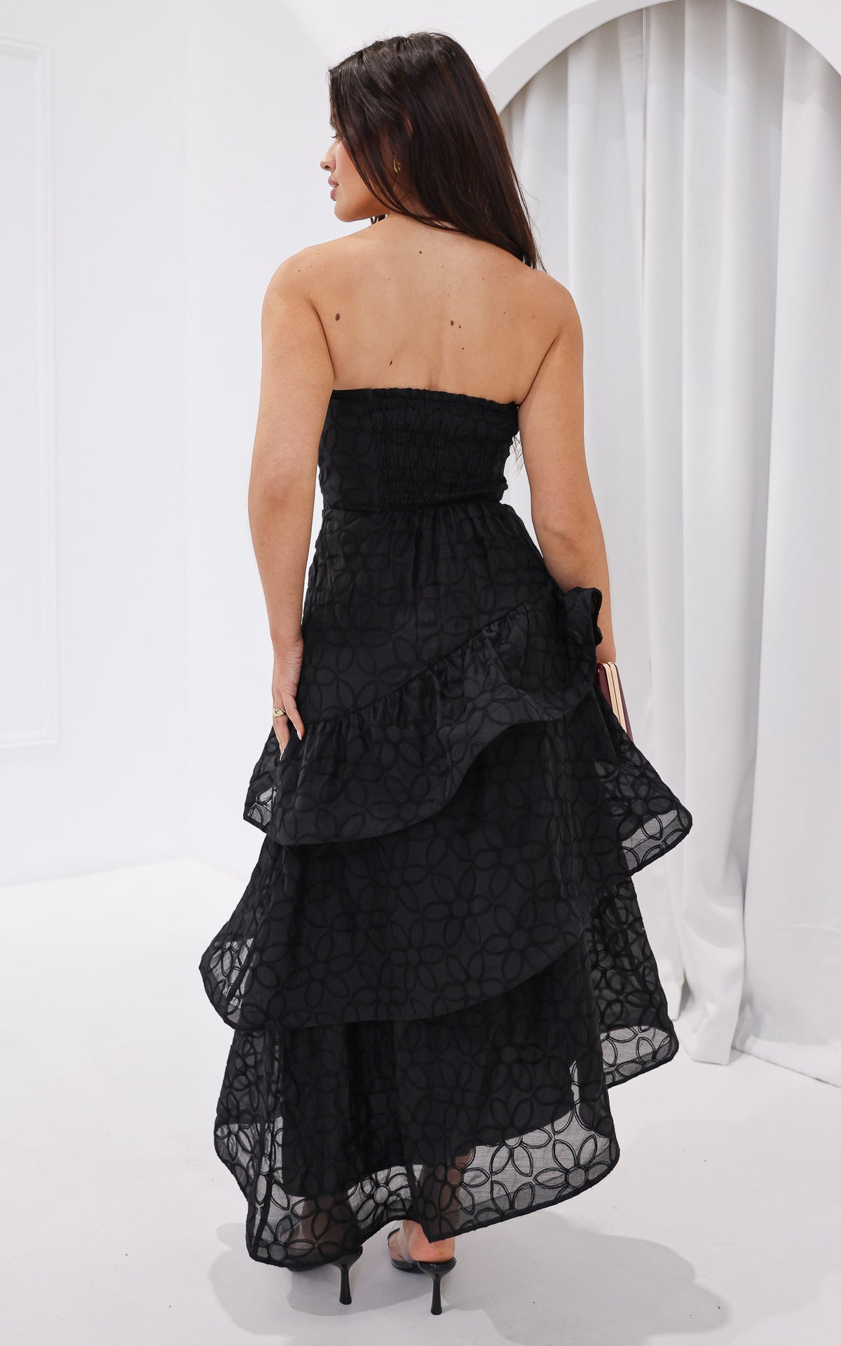 Bradshaw Maxi Dress - Black Floral Texture