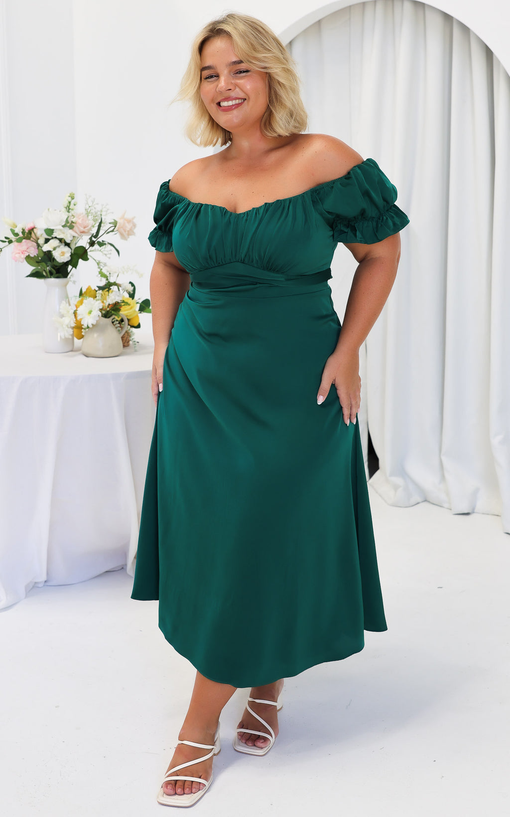 Jolene Midi Dress - Forest Green