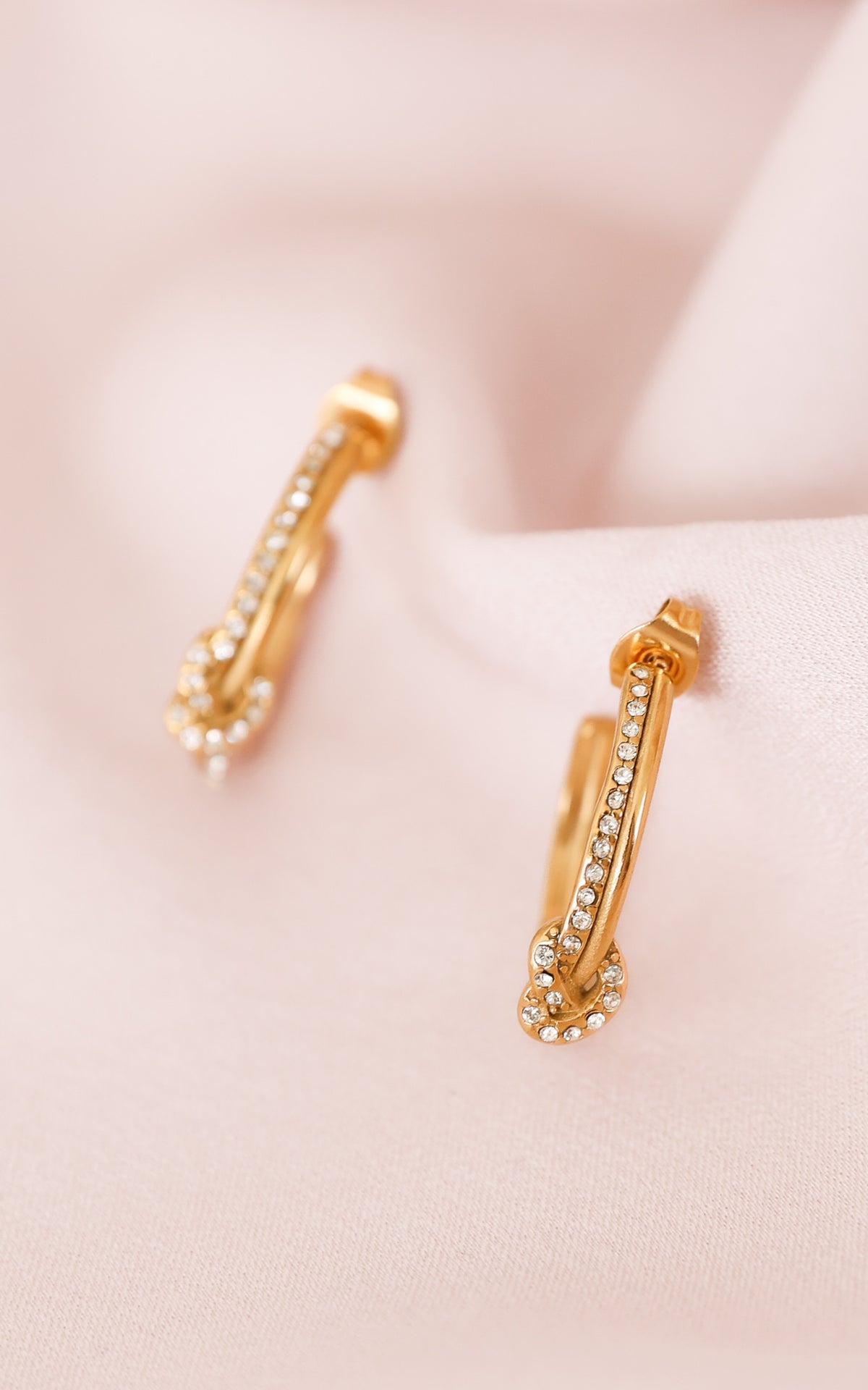Jordie Hoop Earrings - Gold Knot Diamante