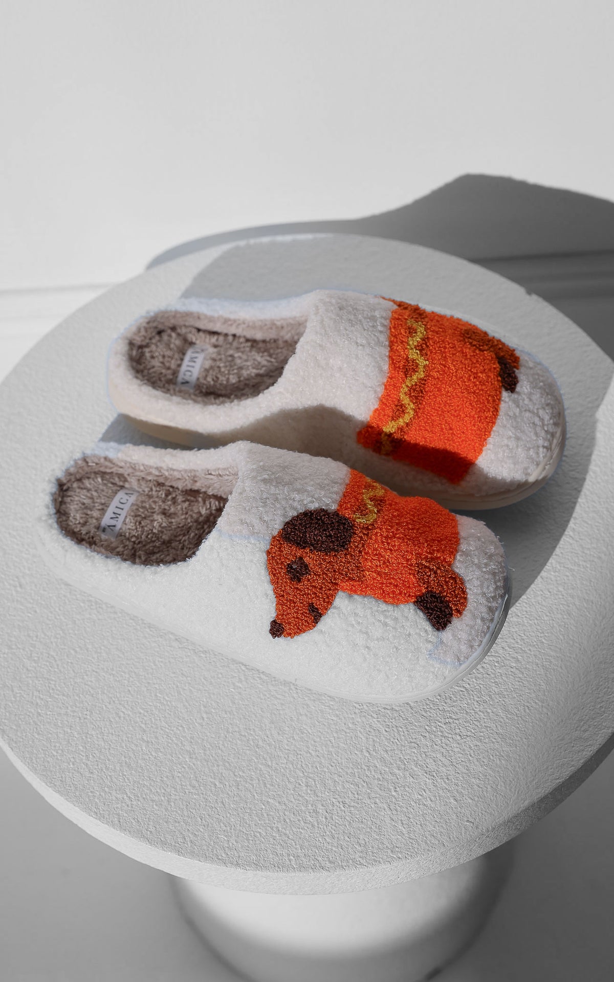 Sausage Dog Scuff Slippers - Brown Hotdog