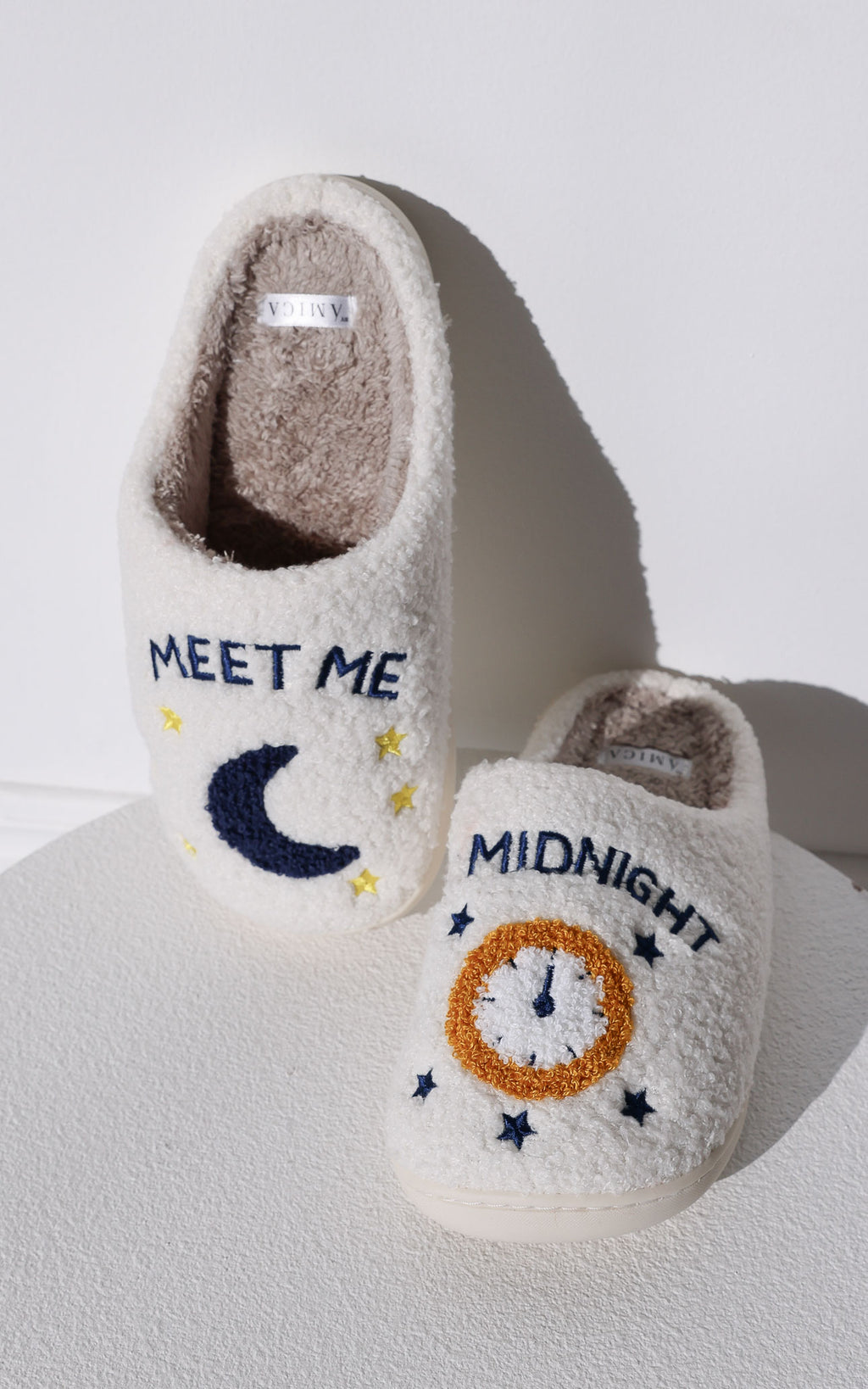 Meet Me At Midnight Scuff Slippers - Moon Clock