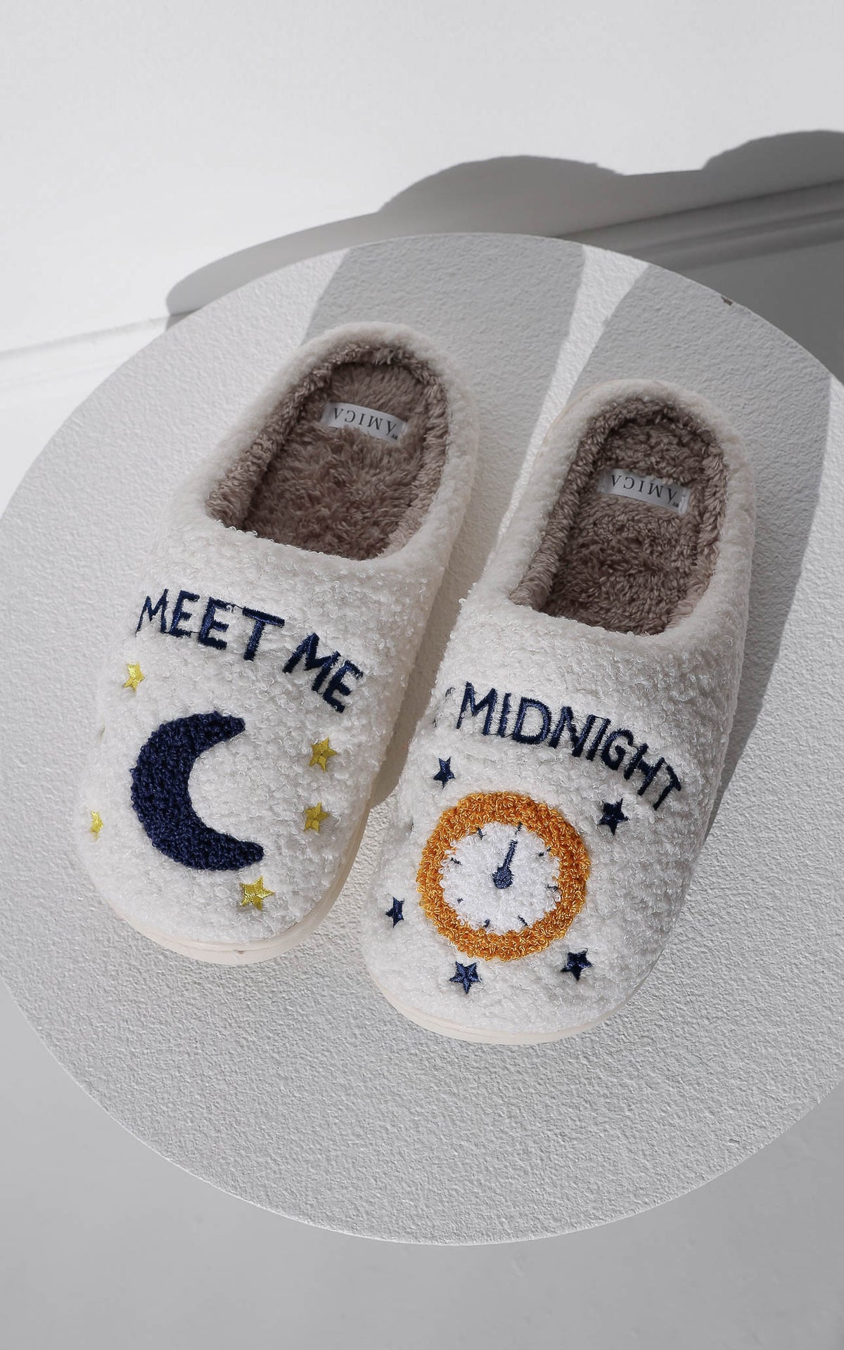 Meet Me At Midnight Scuff Slippers - Moon Clock