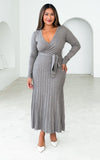 Jules Knit Midi Dress - Grey Marle