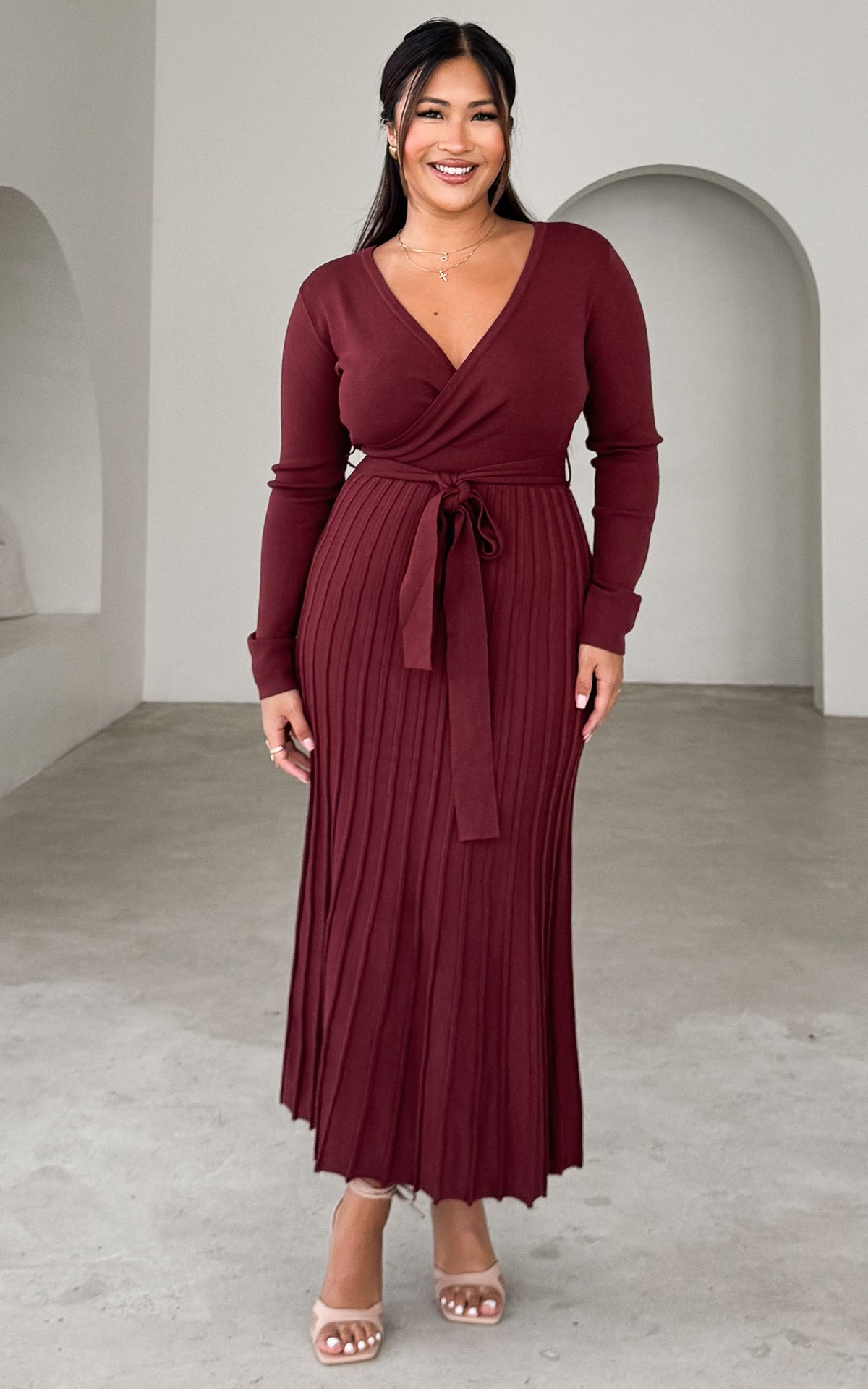 Jules Knit Midi Dress - Wine
