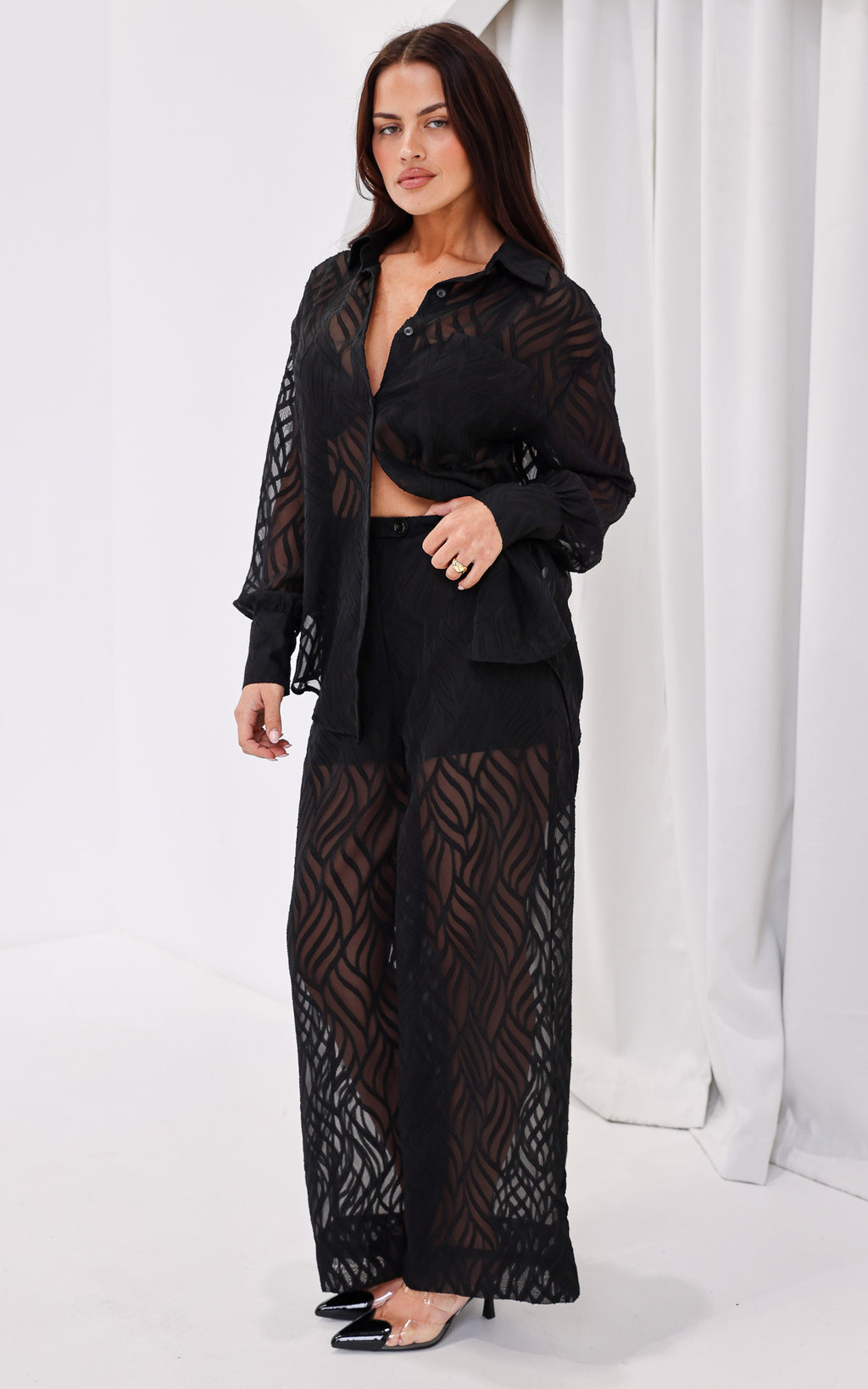 Chanmi Shirt Blouse - Black Texture