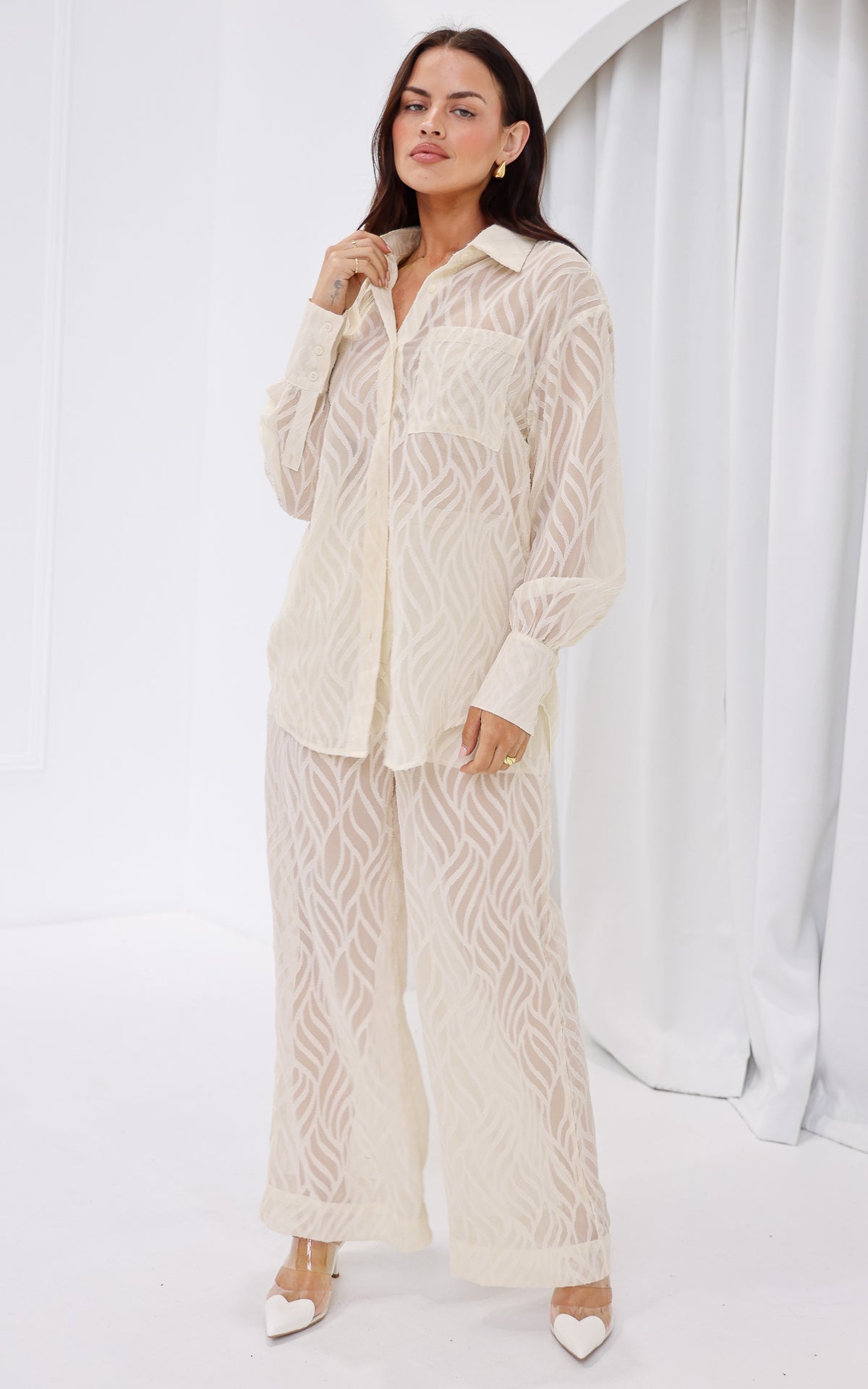 Chanmi Shirt Blouse - Cream Texture