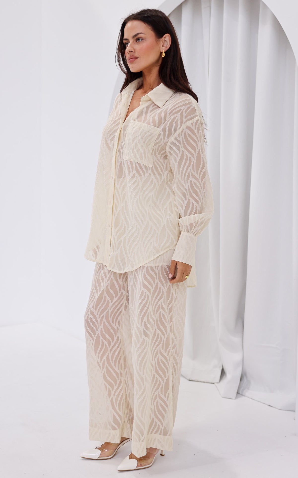Chanmi Shirt Blouse - Cream Texture
