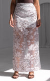 Jovi Maxi Skirt - White Brown Floral Texture