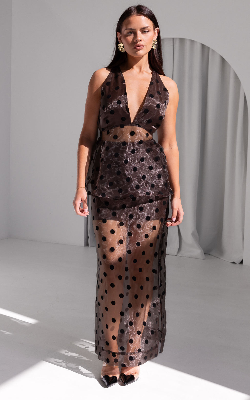 Jovi Top - Dark Brown Polka Dot