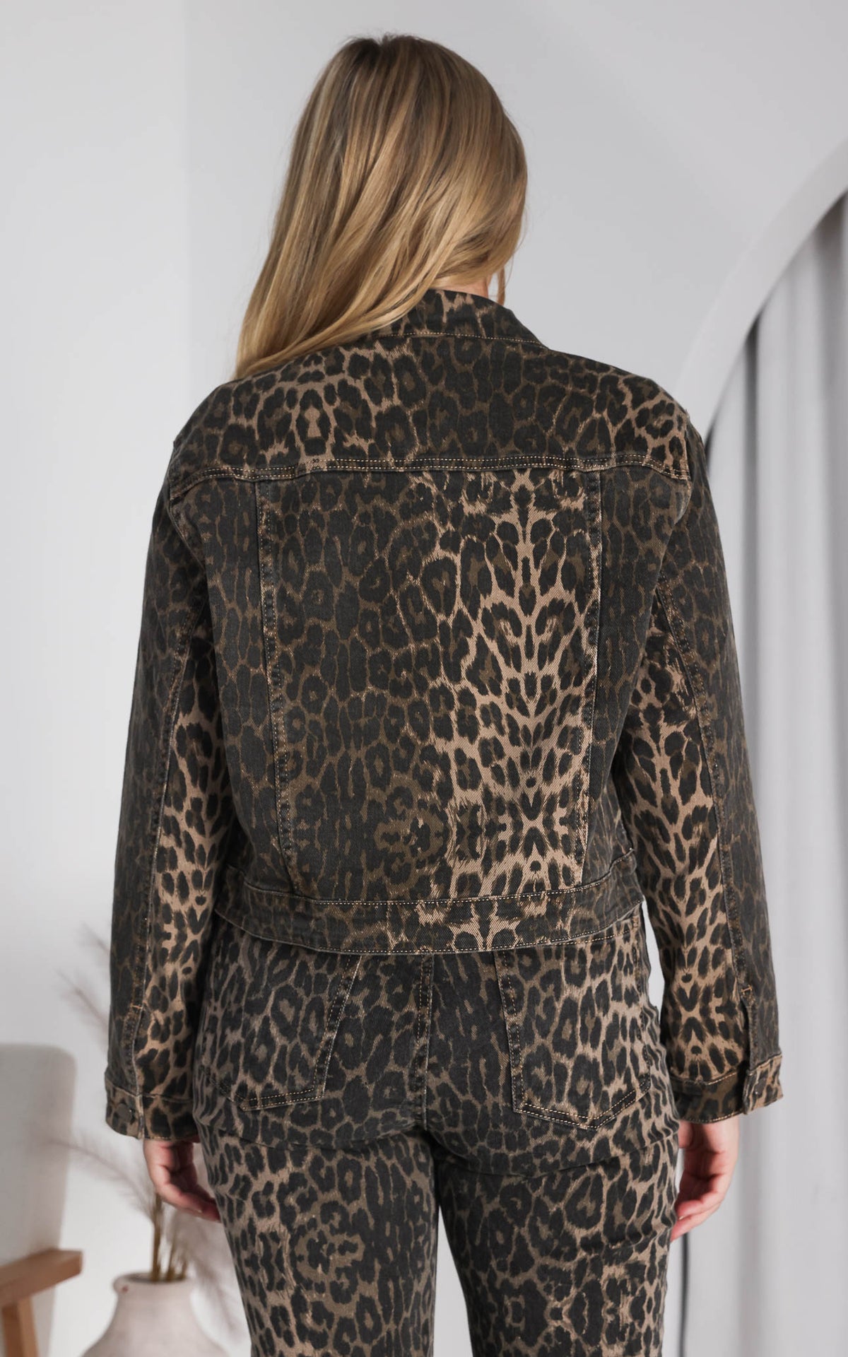 Junction Denim Jacket - Dark Leopard Print