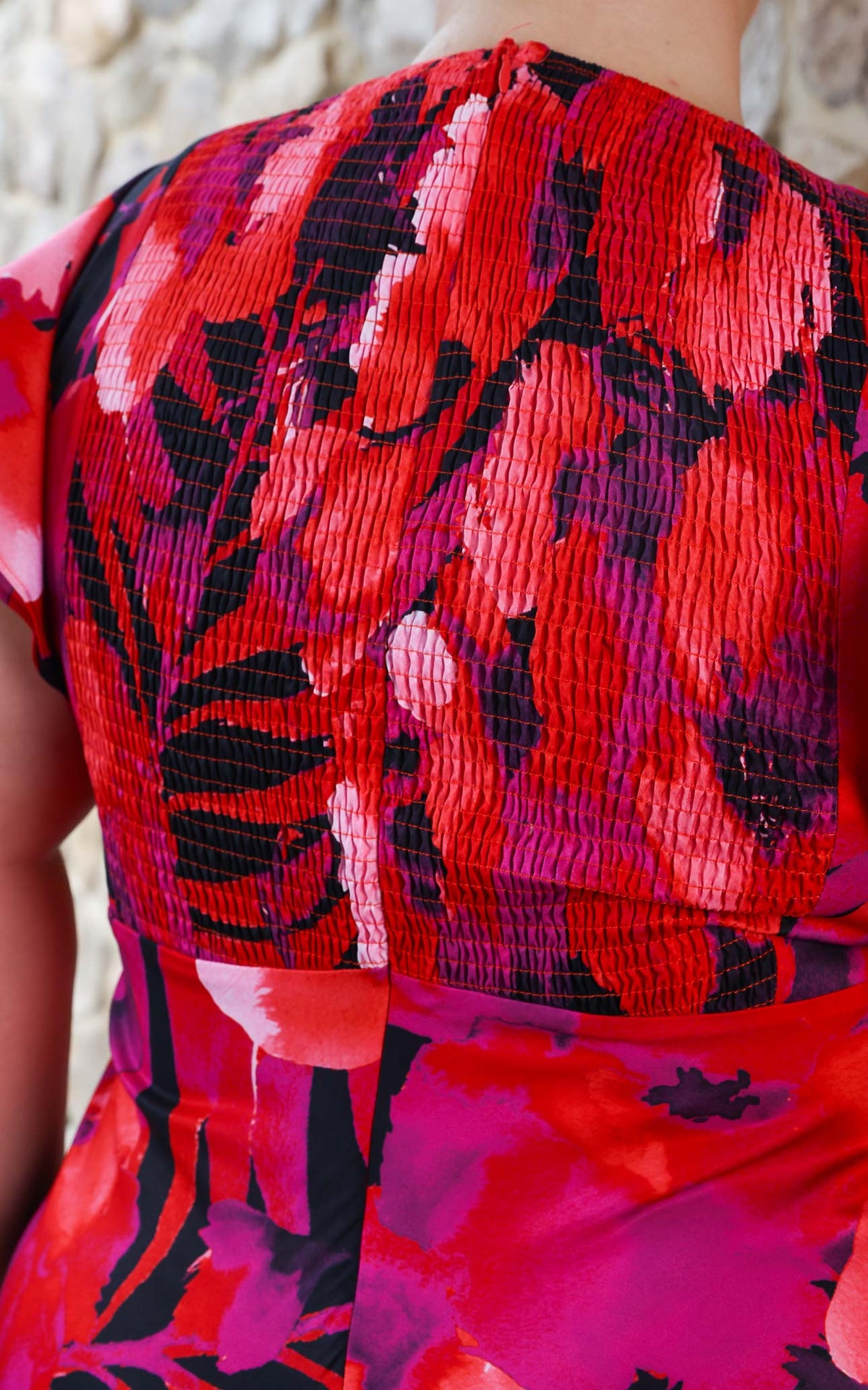 Kamala Flutter Sleeve Maxi Dress - Red Black Floral