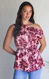 Kassie Top - Pink Burgundy Floral