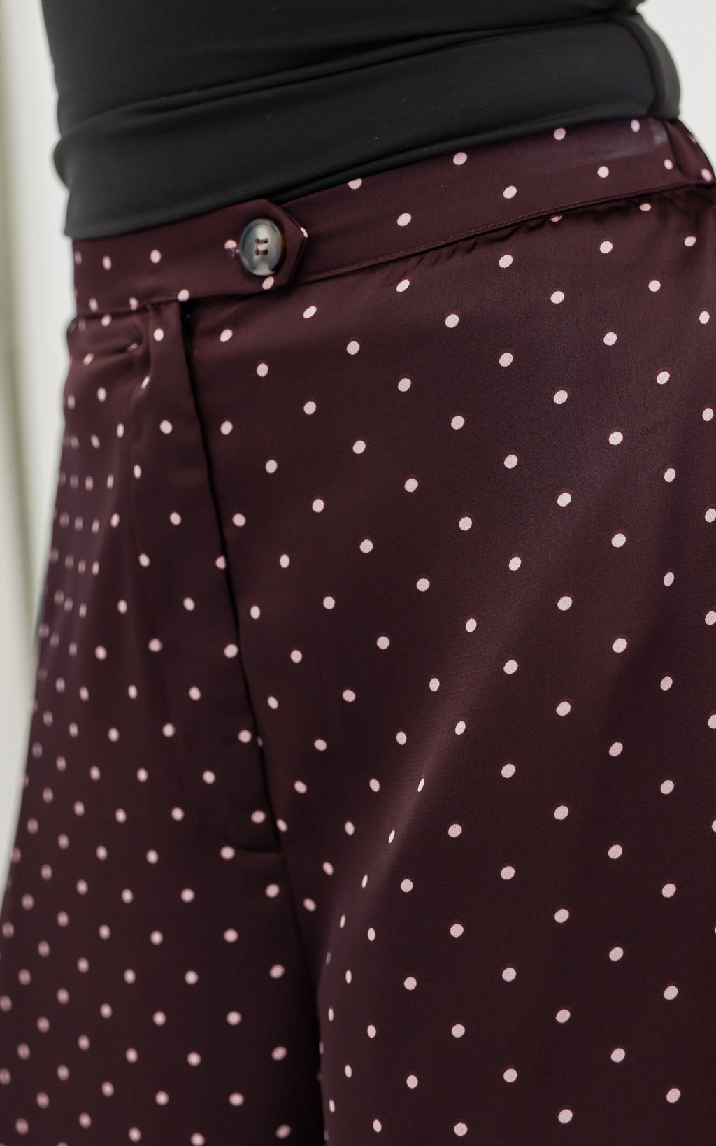 Saffron Wide Leg Pants - Wine Mahogany Spots
