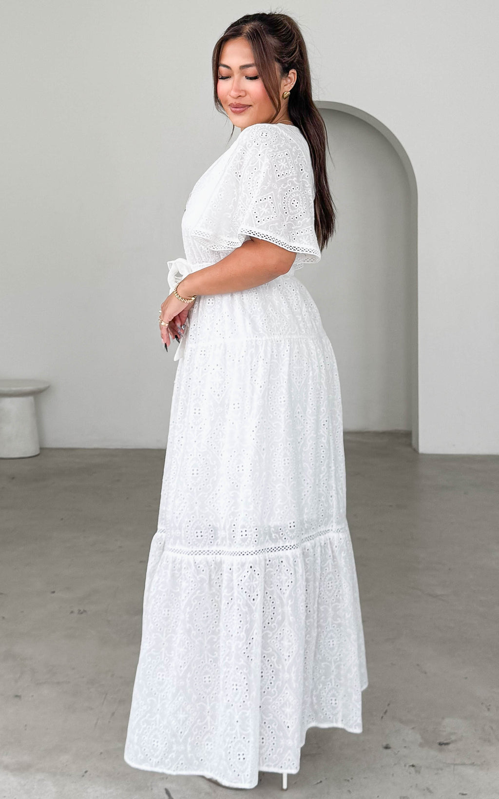 Kesia Maxi Dress - White Eyelet