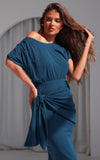 Kobe Short Sleeve Midi Dress - Teal Blue