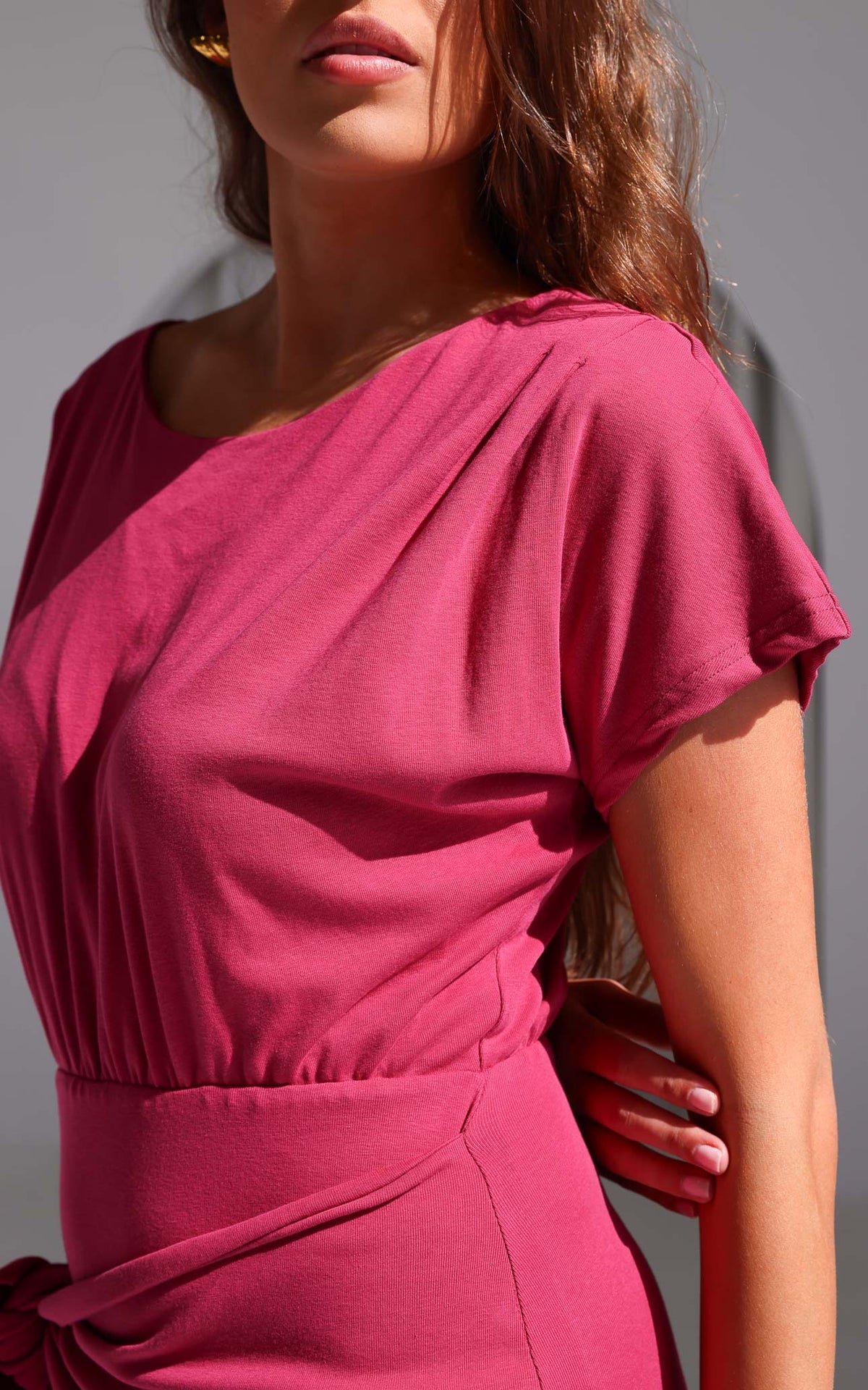 Kobe Short Sleeve Midi Dress - Plum