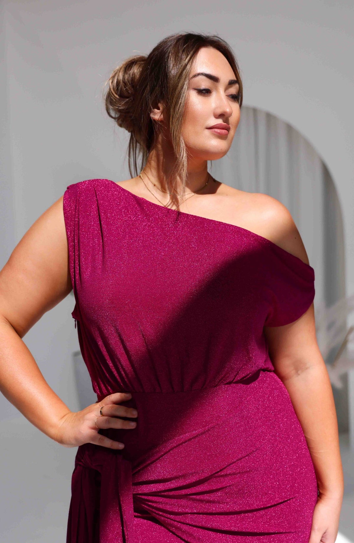 Kompre Midi Dress - Boysenberry Purple Metallic