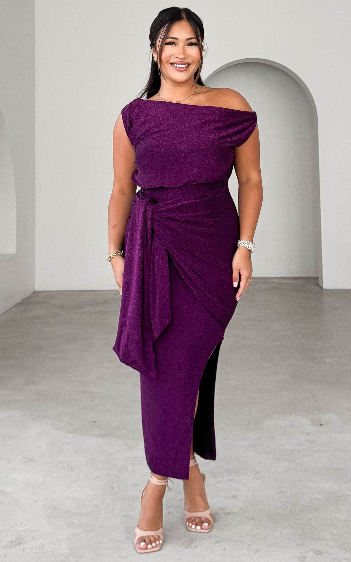 Kompre Midi Dress - Purple Metallic