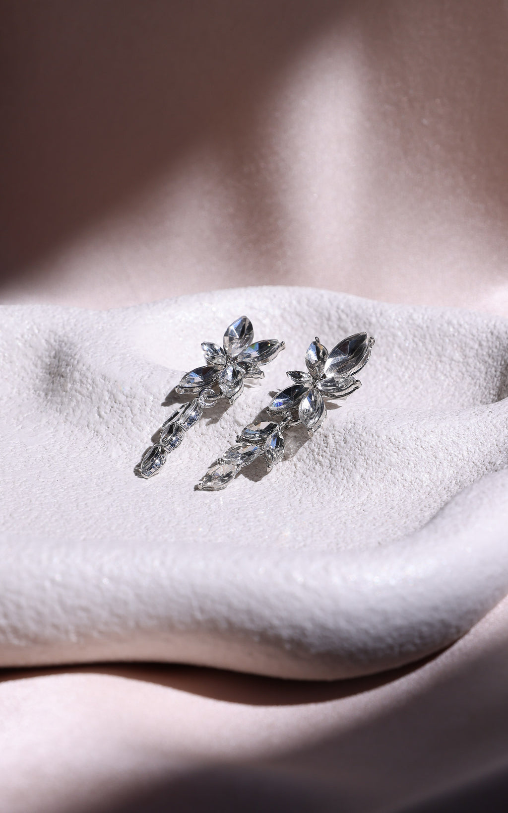 Krysta Drop Stud Earrings - Silver Clear Cluster