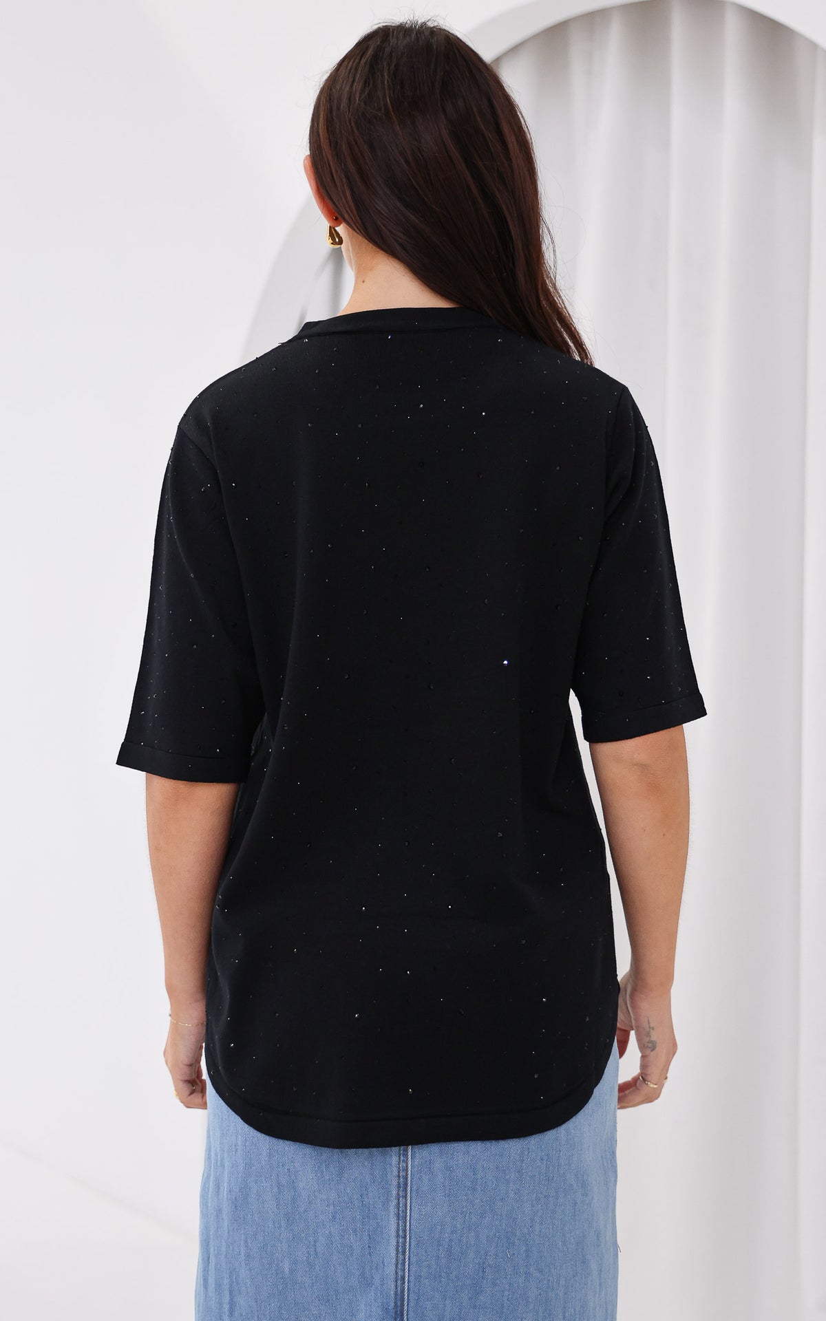 Kenzia Diamante Knit Top - Black