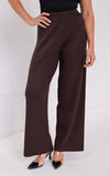 Kenzia Diamante Wide Leg Knit Pants - Chocolate Brown