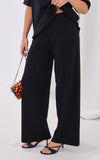 Kenzia Diamante Wide Leg Knit Pants - Black