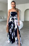 Lagoon Split Detail Jumpsuit - Black Floral