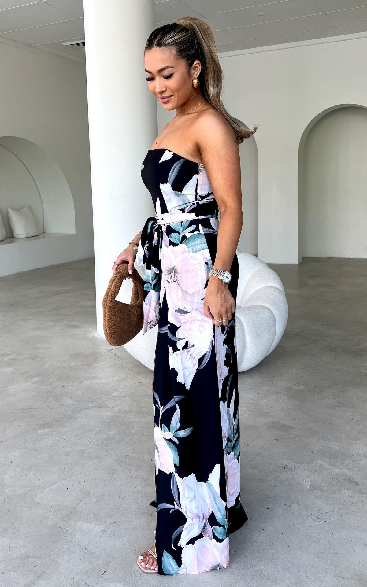 Lagoon Split Detail Jumpsuit - Black Floral