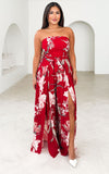 Lagoon Split Detail Jumpsuit - Red Floral