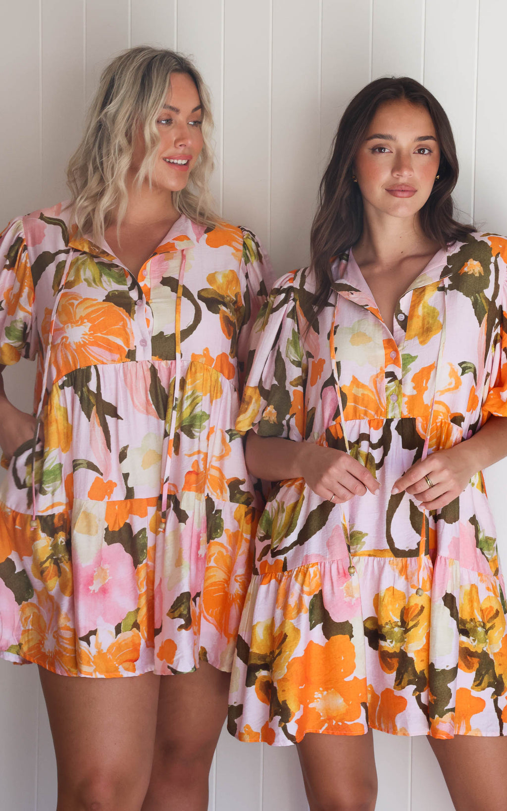 Leighton Mini Dress - Pink Orange Floral