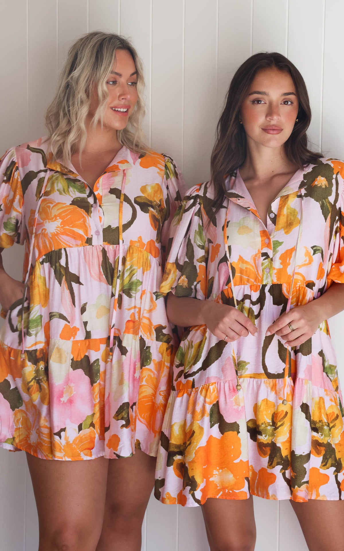 Leighton Mini Dress - Pink Orange Floral