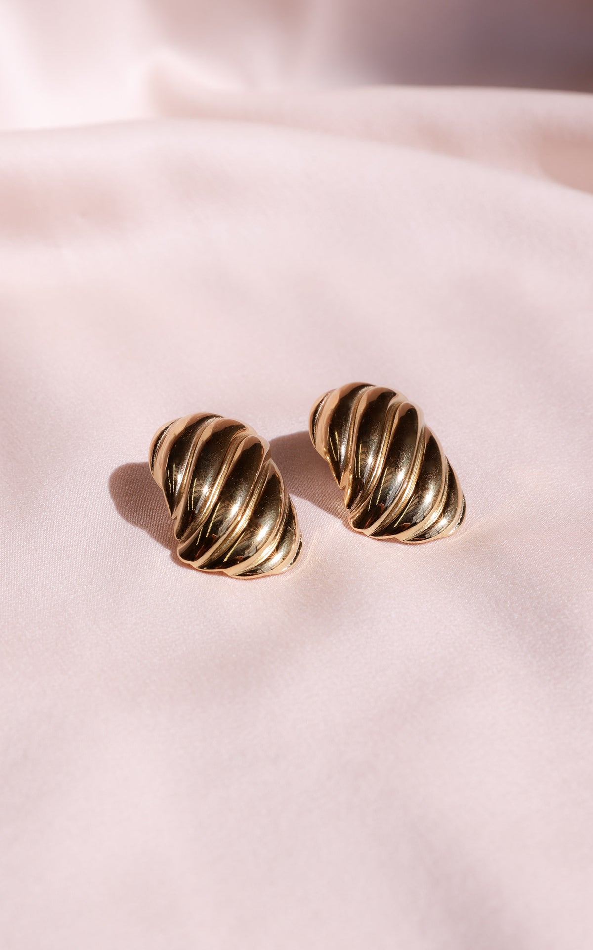 Lenore Stud Earrings - Gold Ripple Texture