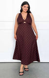 Liora Sleeveless Maxi Dress - Chocolate Brown Cream Diamond