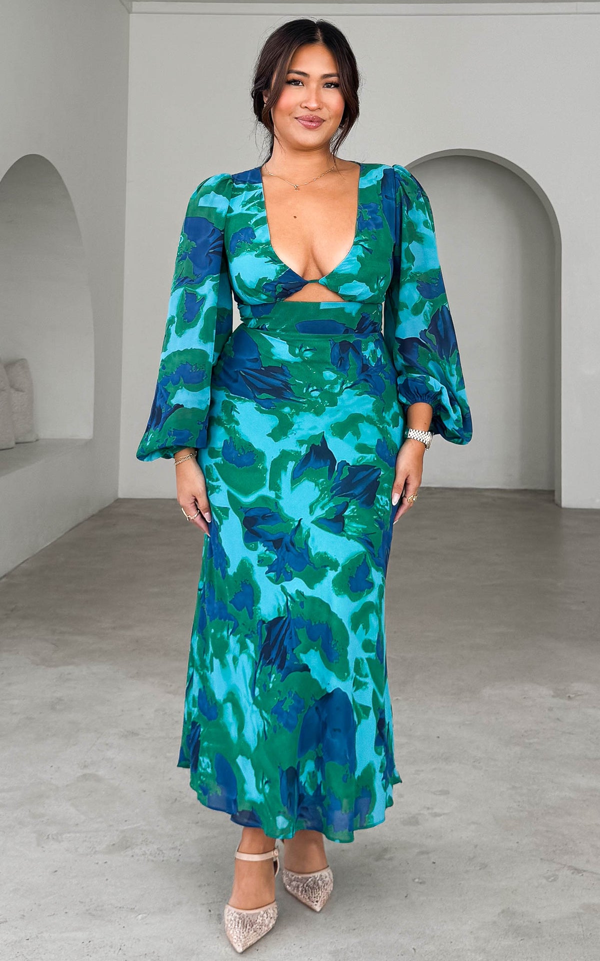 Lior Maxi Dress - Green Blue Print