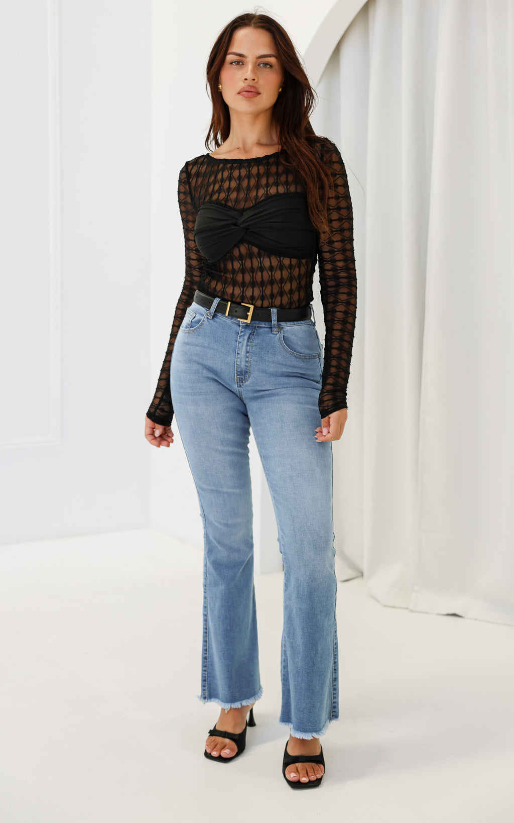 Lola Mesh Top - Black Texture