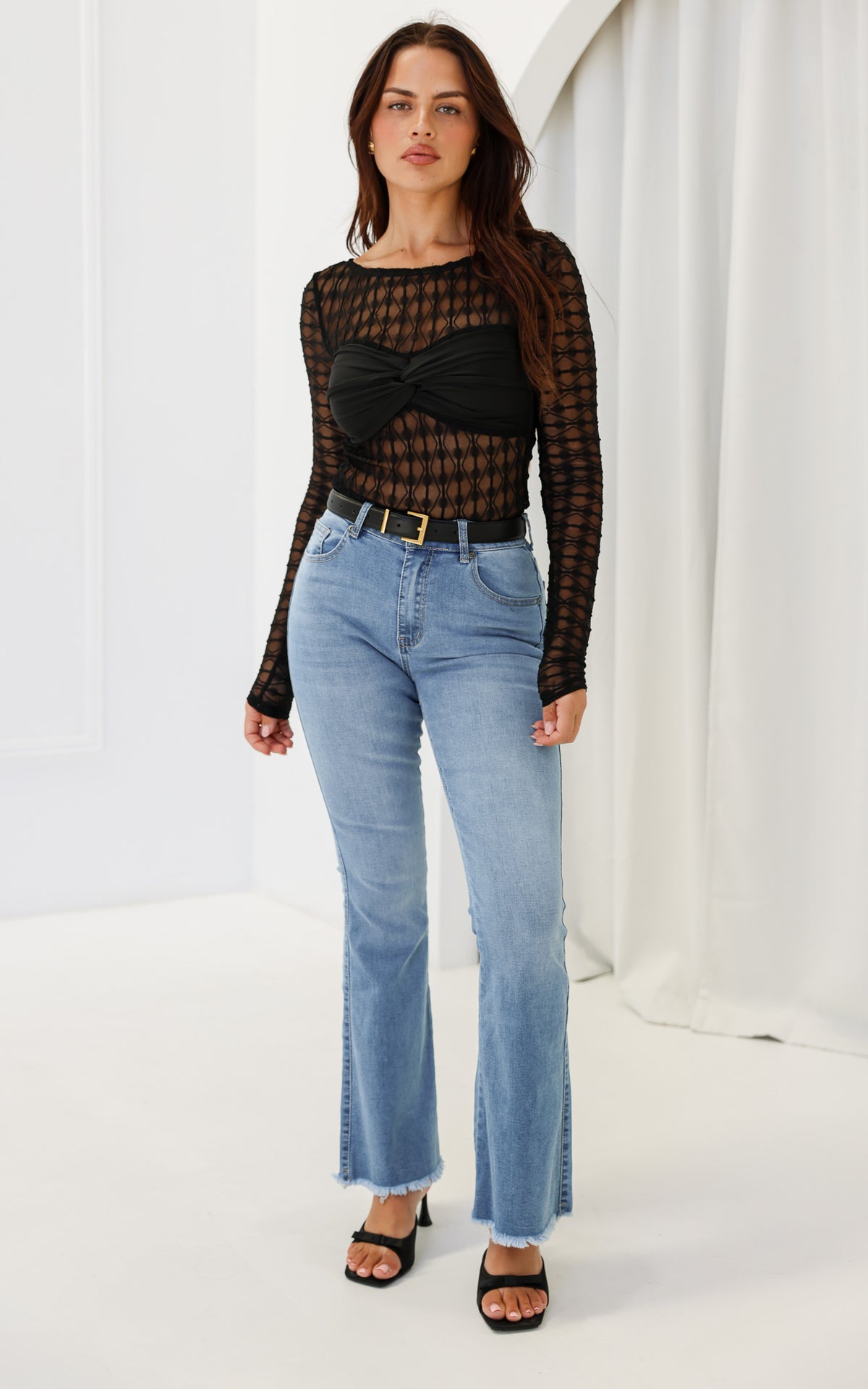 Lola Mesh Top - Black Texture