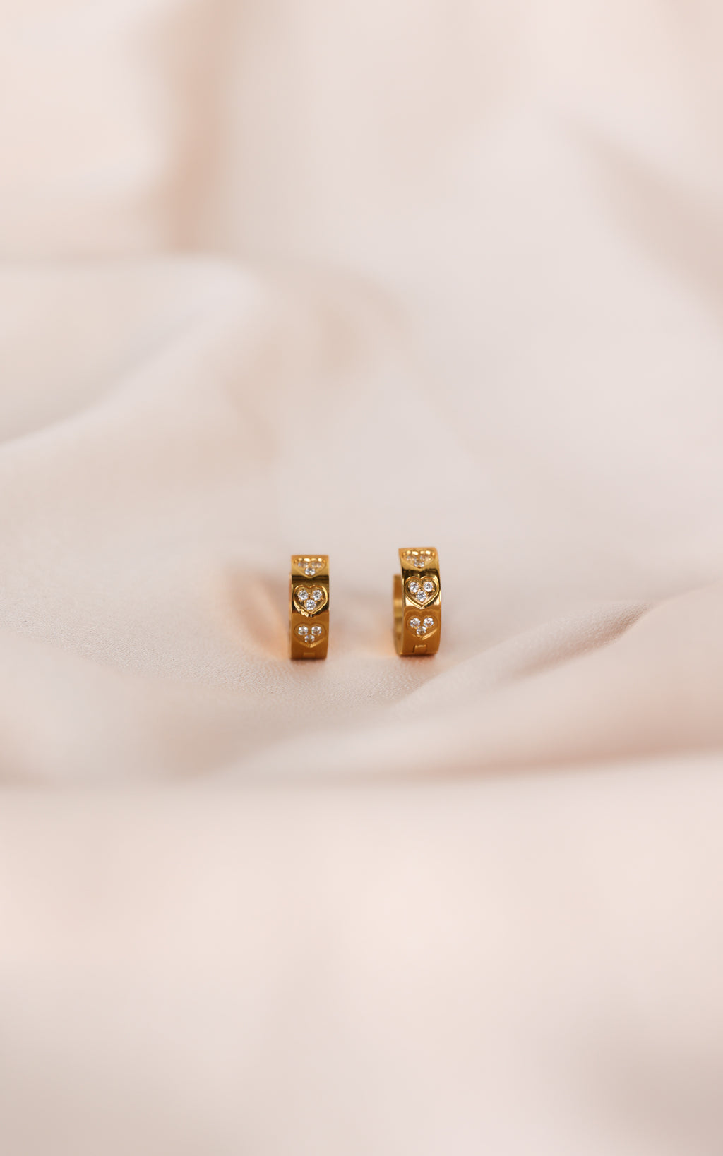 Loreta Hoop Earrings - Gold Half Heart Diamante
