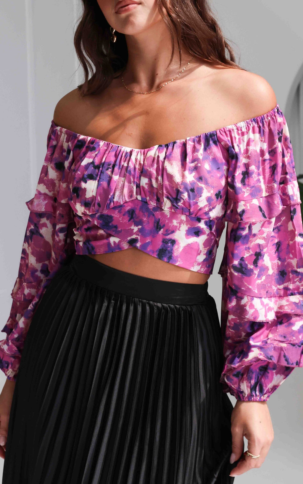 Luella Crop Top - Purple Floral