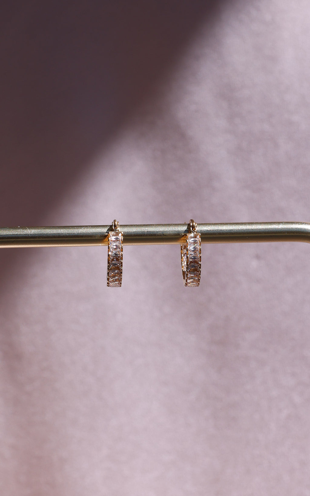 Lumi Hoop Earrings - Gold In Out Diamante