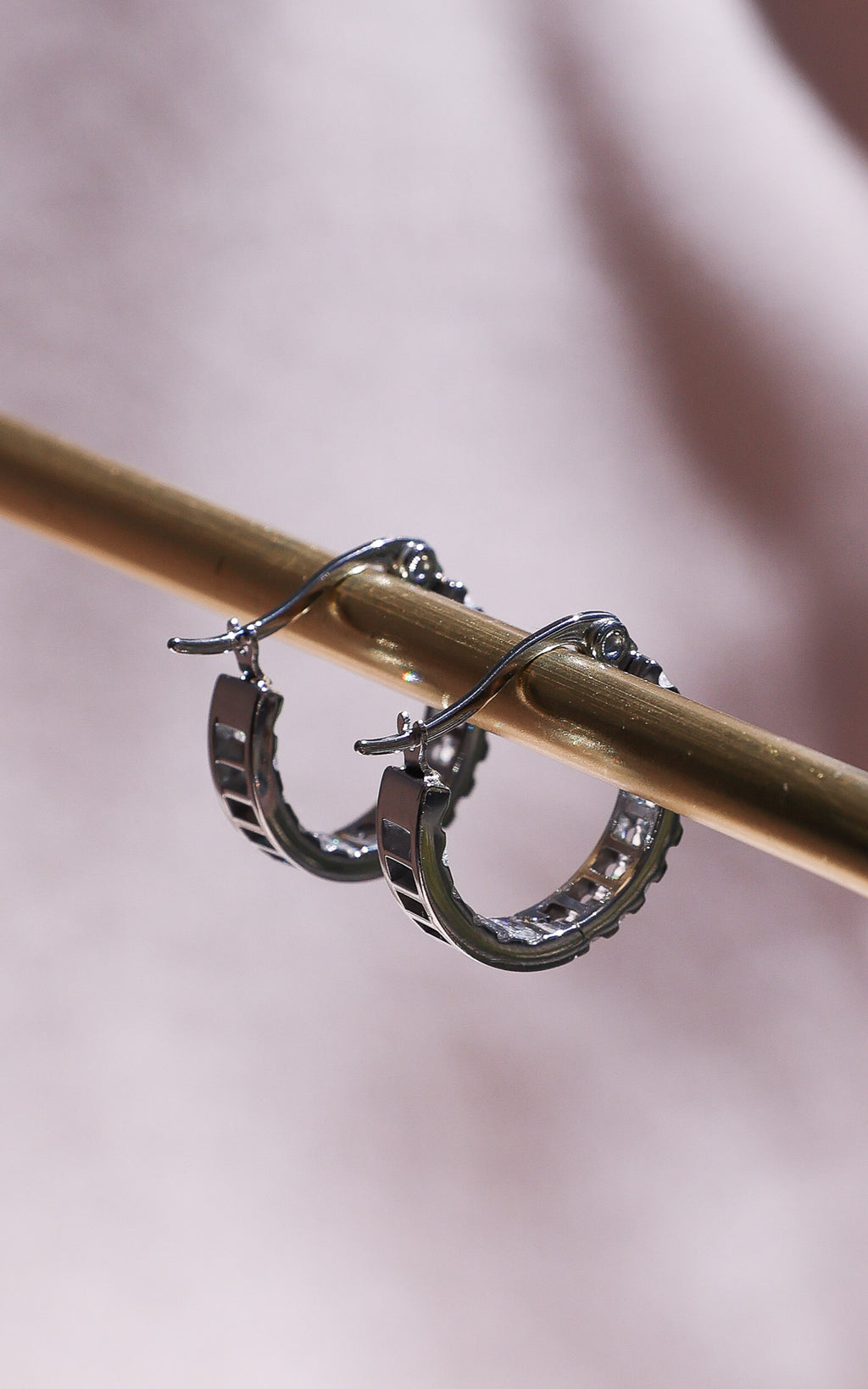 Lumi Hoop Earrings - Silver In Out Diamante