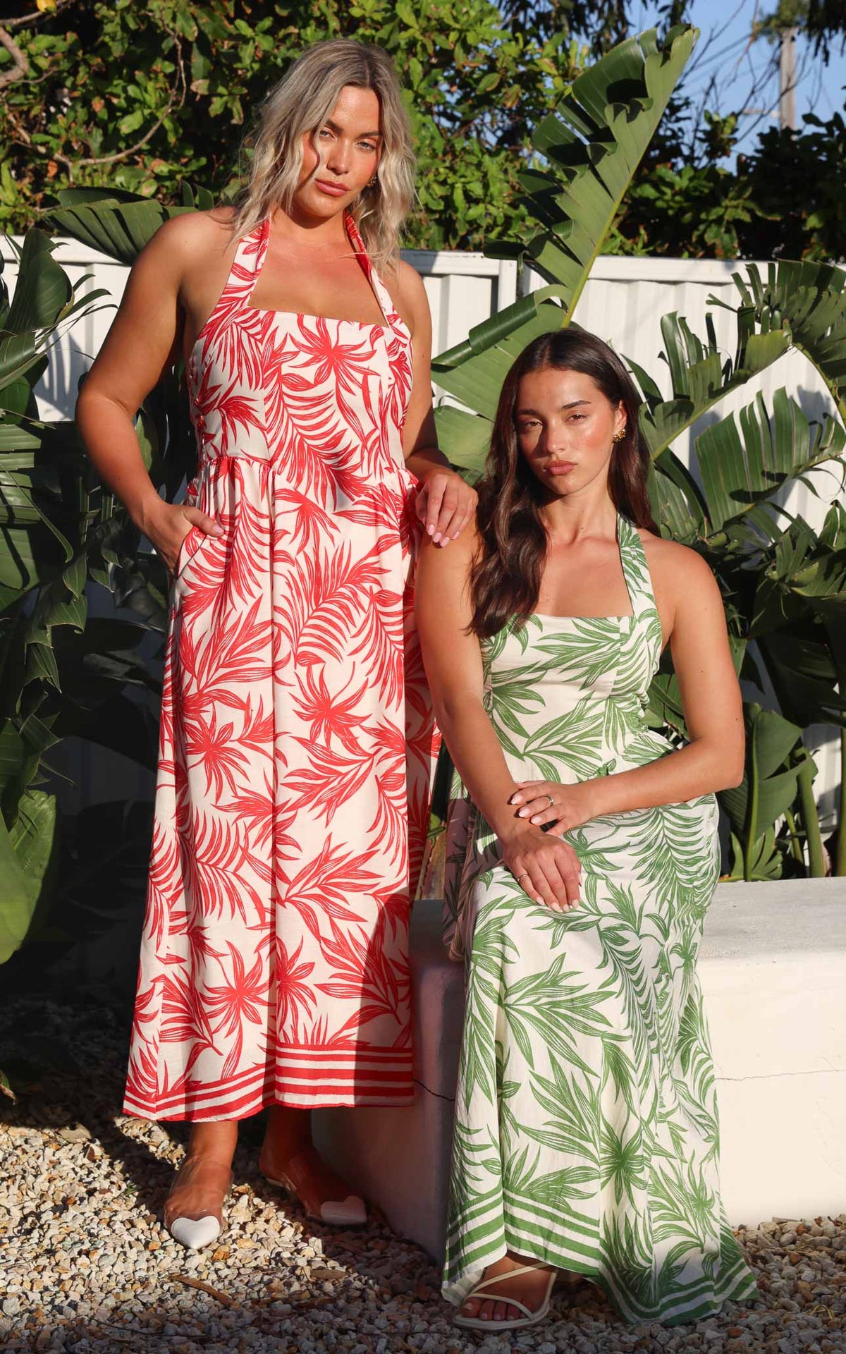 Lyra Maxi Dress - Orange Leaf Print