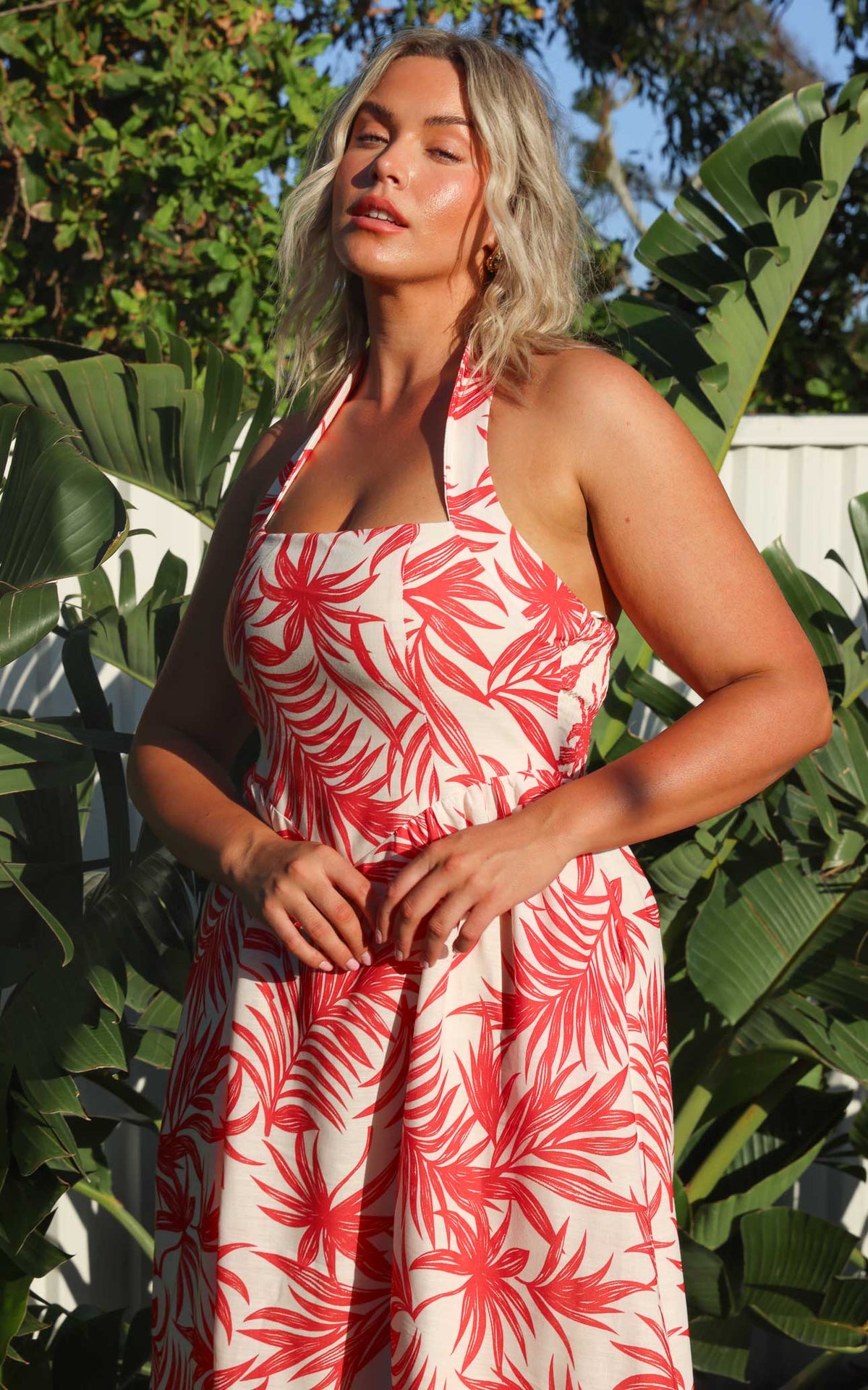 Lyra Maxi Dress - Orange Leaf Print