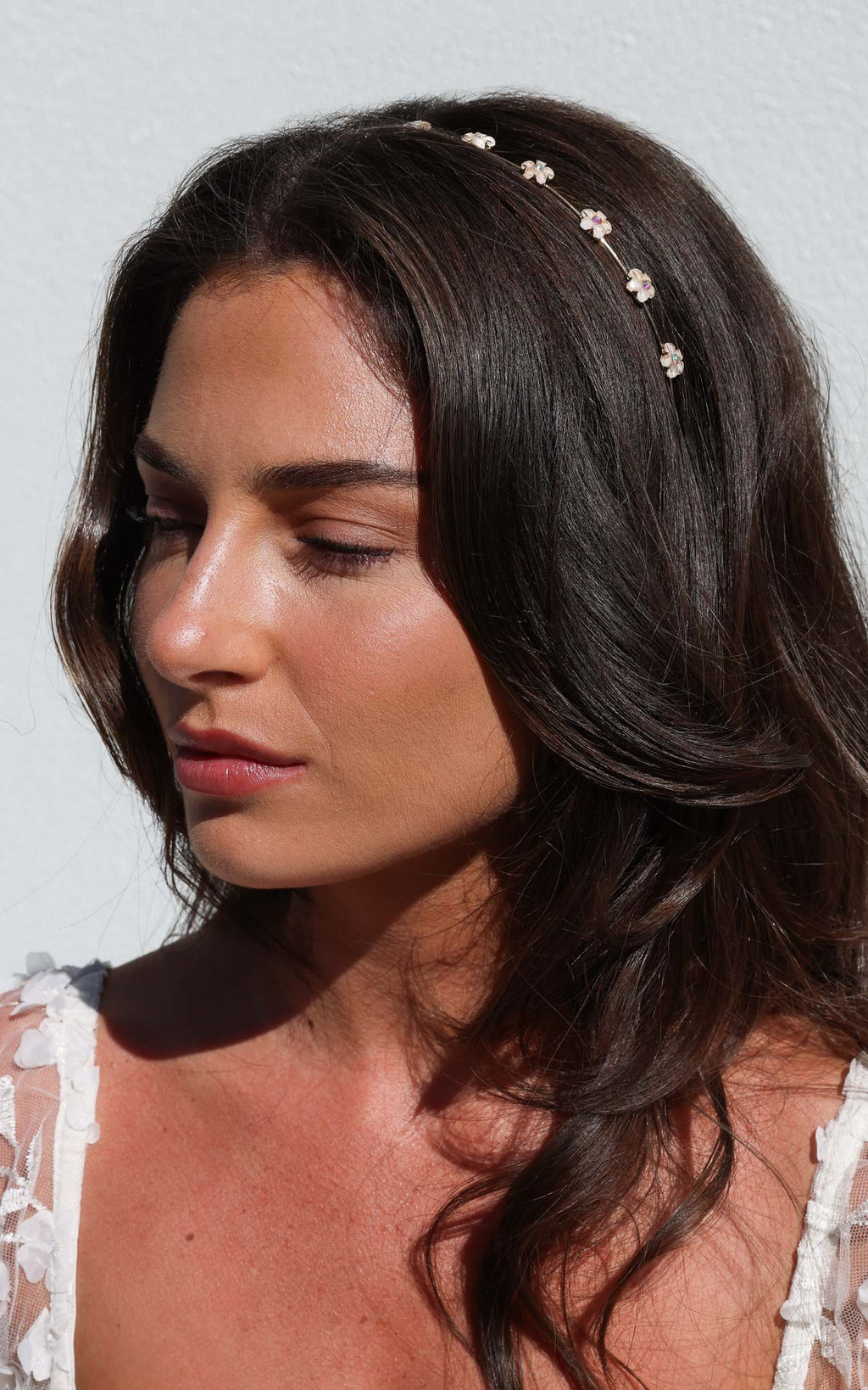 Leia Headband - Gold Pearled Ivory Flower