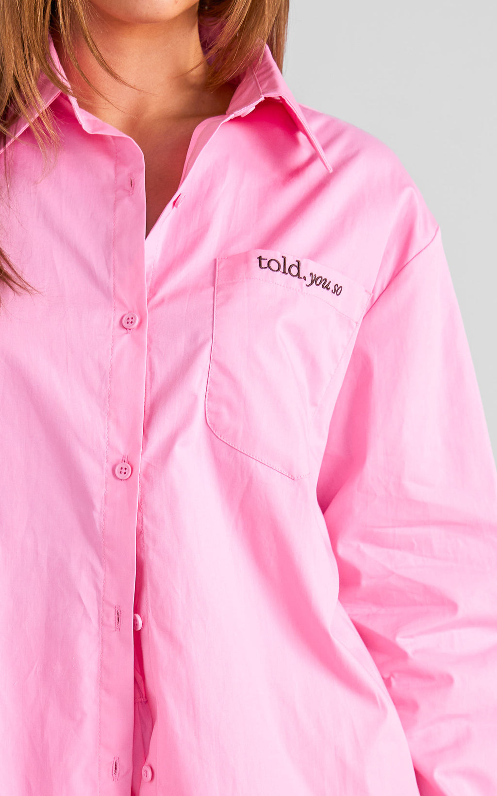 Landon Tie Back Oversized Shirt - Pink