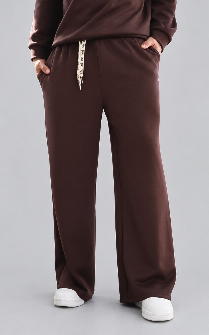 Luther Unisex Wide Leg Trackpants - Chocolate Brown