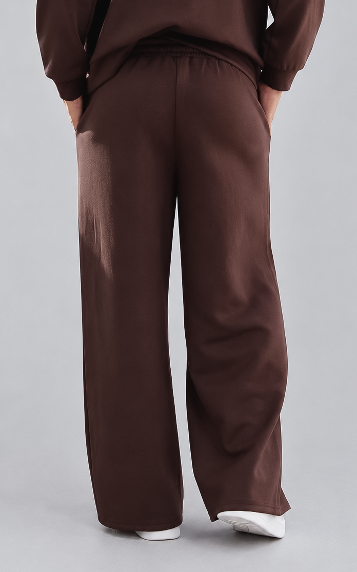 Luther Unisex Wide Leg Trackpants - Chocolate Brown