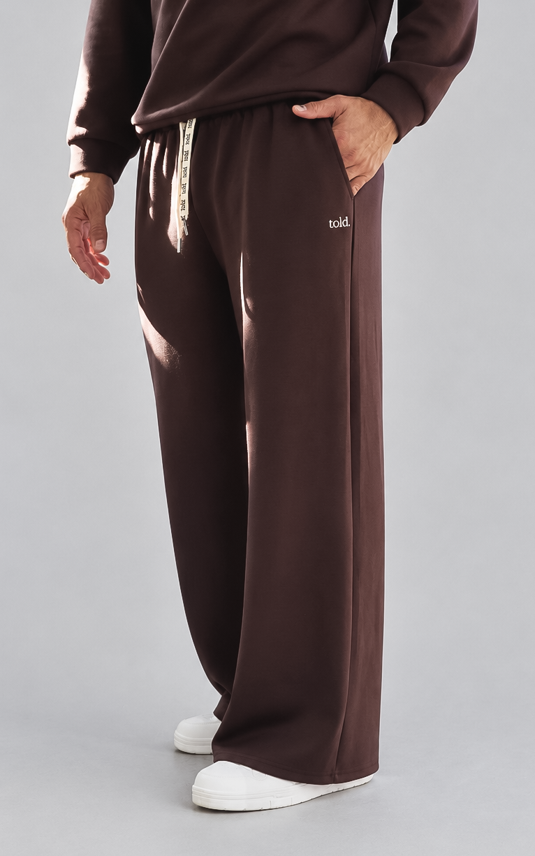 Luther Unisex Wide Leg Trackpants - Chocolate Brown