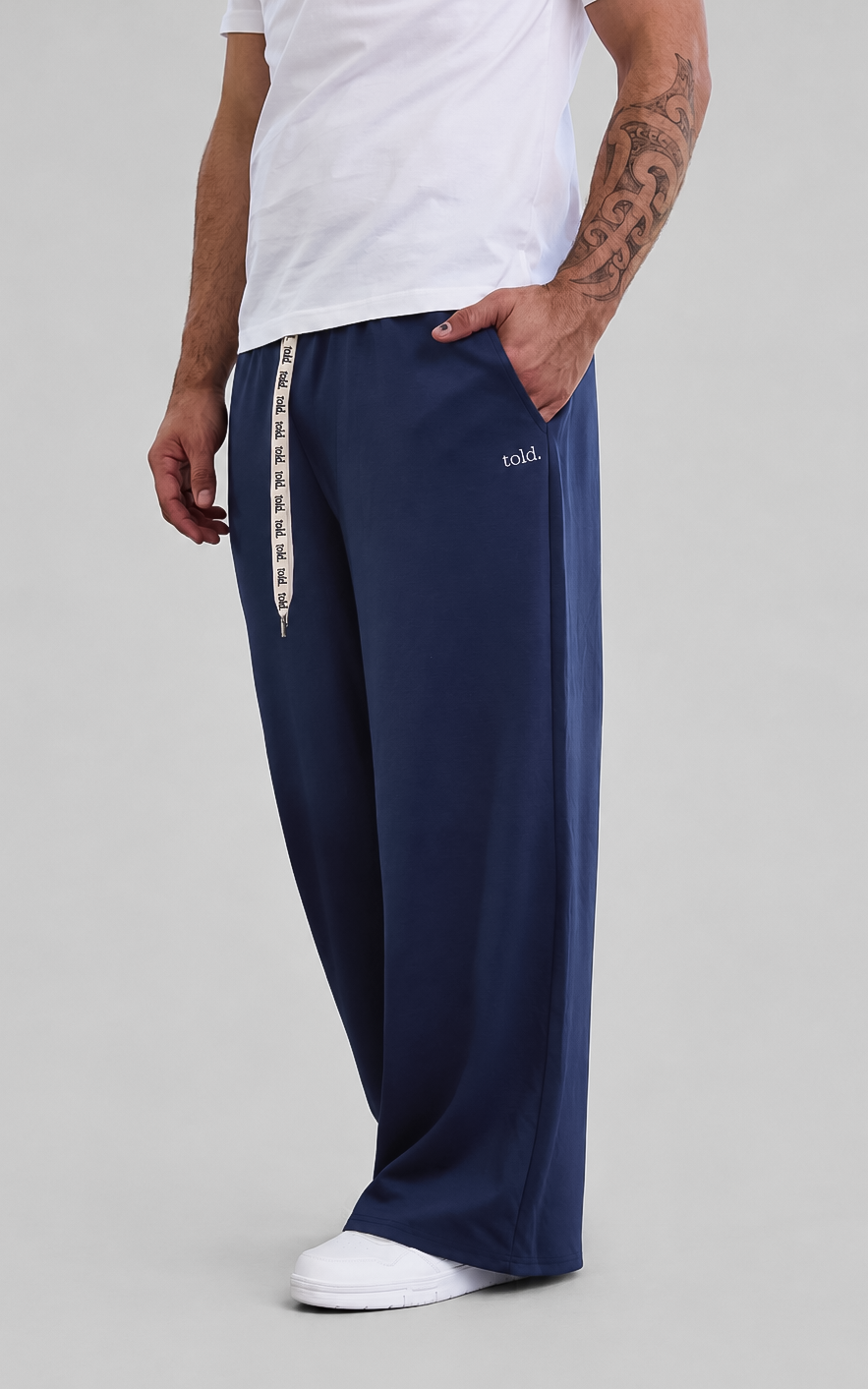 Luther Unisex Wide Leg Trackpants - Navy