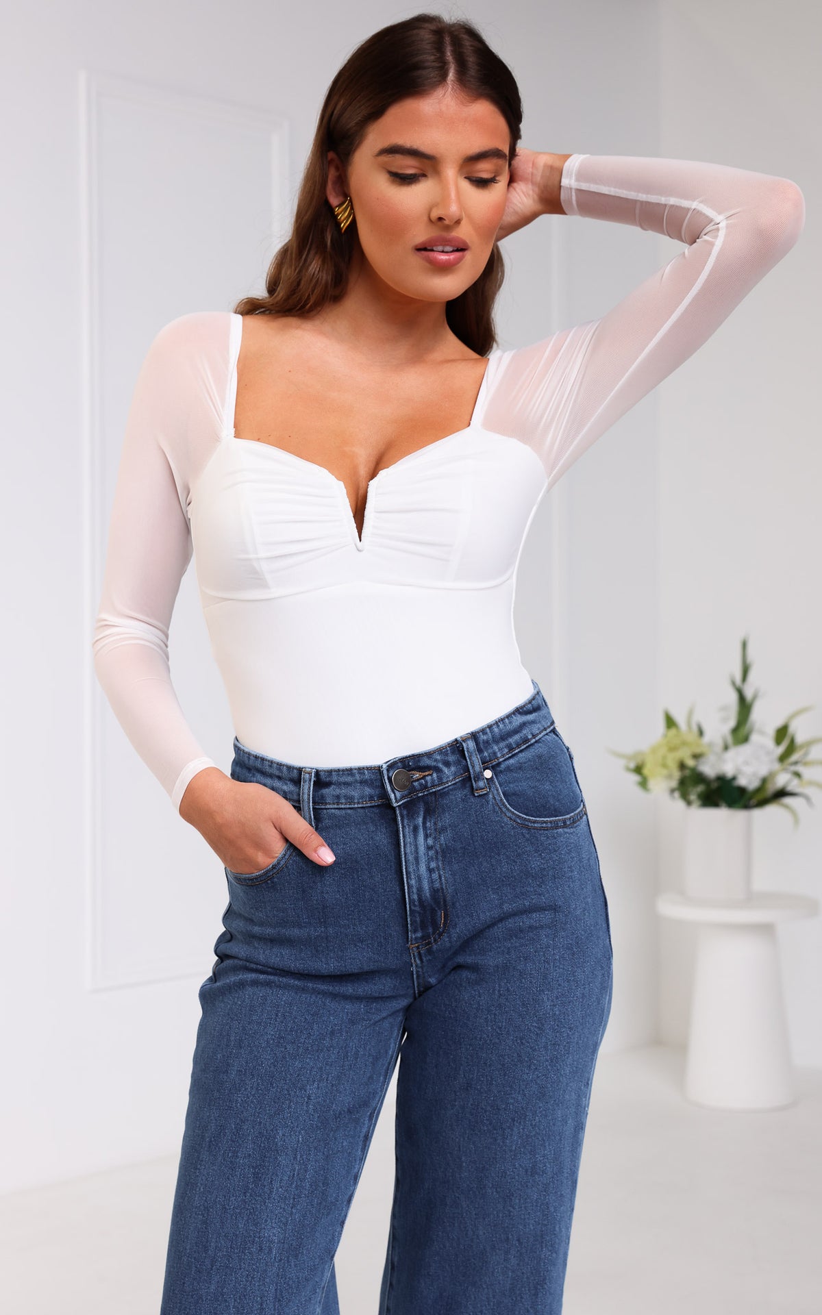 Madison Mesh Bodysuit - White